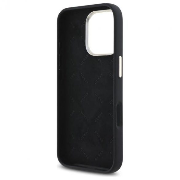 Guess GUHCP16XM4DGPK Carcasă tare cu logo din silicon Strass 4G pentru iPhone 16 Pro Max - negru