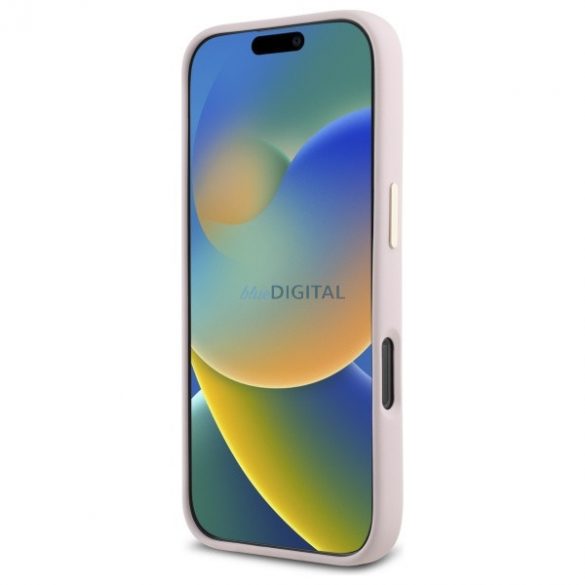 Guess GUHCP16LM4DGPP Carcasă tare cu logo din silicon Strass 4G pentru iPhone 16 Pro - roz