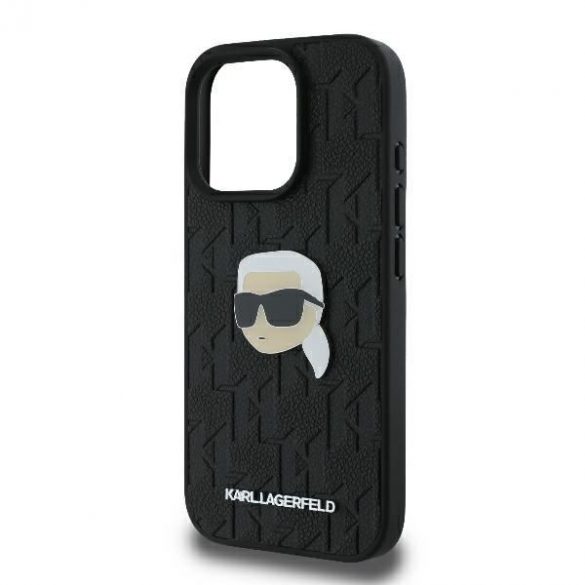 Karl Lagerfeld KLHCP16LPGKLKIPK Monogramă Karl Head Pin Hard Case pentru iPhone 16 Pro - Negru