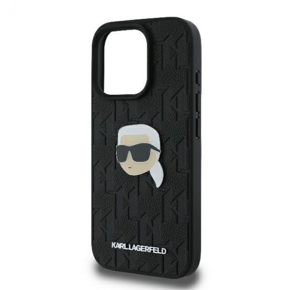 Karl Lagerfeld KLHCP16XPGKLKIPK Monogramă Karl Head Pin Hard Case pentru iPhone 16 Pro Max - Negru