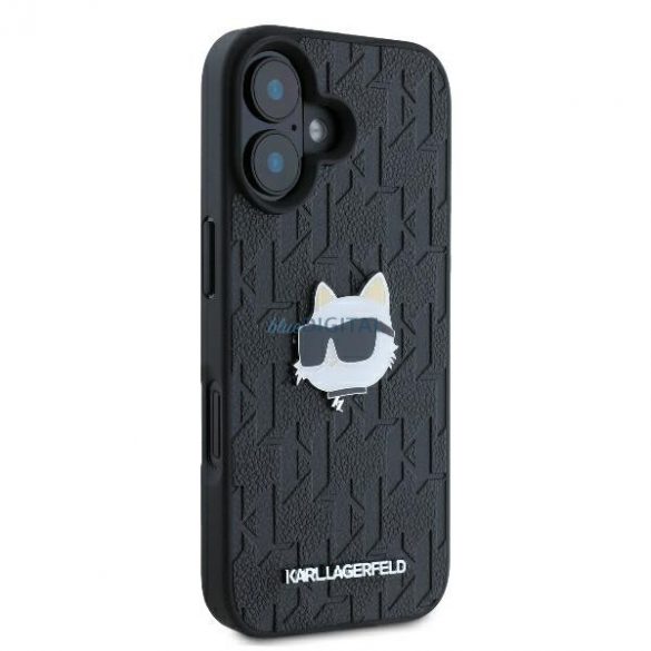 Karl Lagerfeld KLHCP16SPGKLCHPK Monogramă Choupette Head Pin Hard Case pentru iPhone 16 - Negru