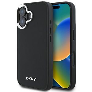 DKNY DKHMP16SPSCMCLK Plain Silver Logo MagSafe carcasă tare pentru iPhone 16 - negru