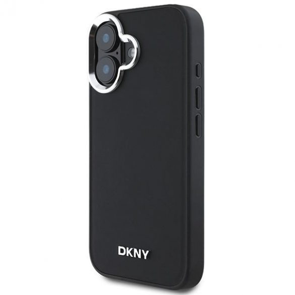 DKNY DKHMP16SPSCMCLK Plain Silver Logo MagSafe carcasă tare pentru iPhone 16 - negru