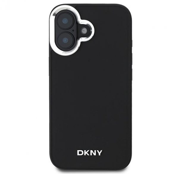 DKNY DKHMP16SPSCMCLK Plain Silver Logo MagSafe carcasă tare pentru iPhone 16 - negru