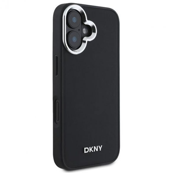 DKNY DKHMP16SPSCMCLK Plain Silver Logo MagSafe carcasă tare pentru iPhone 16 - negru