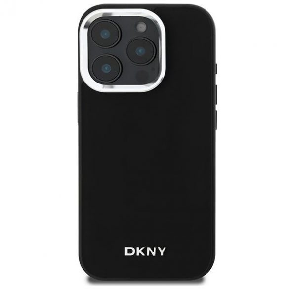 DKNY DKHMP16LPSCMCLK Plain Silver Logo MagSafe husă tare pentru iPhone 16 Pro - negru