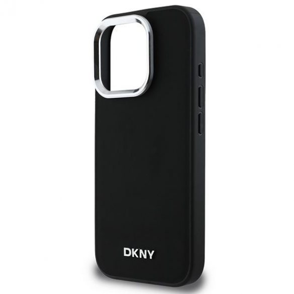 DKNY DKHMP16LPSCMCLK Plain Silver Logo MagSafe husă tare pentru iPhone 16 Pro - negru