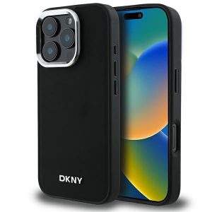 DKNY DKHMP16XPSCMCLK Plain Silver Logo MagSafe hard case pentru iPhone 16 Pro Max - negru