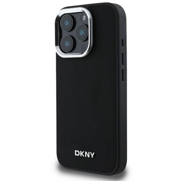 DKNY DKHMP16XPSCMCLK Plain Silver Logo MagSafe hard case pentru iPhone 16 Pro Max - negru