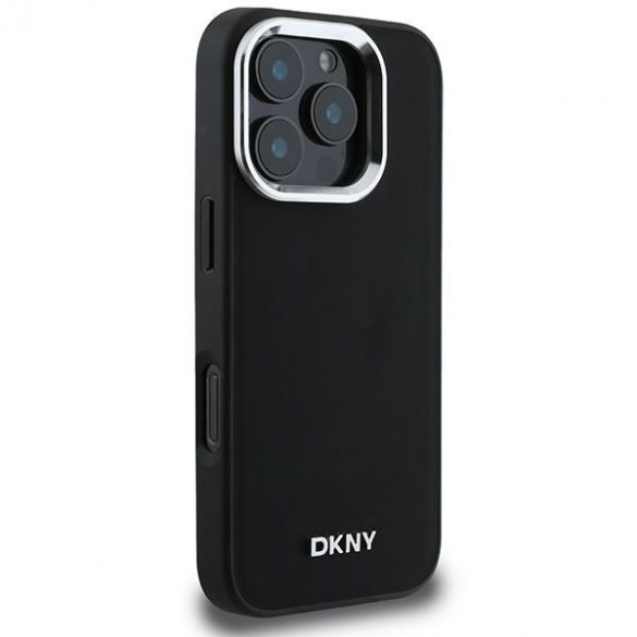 DKNY DKHMP16XPSCMCLK Plain Silver Logo MagSafe hard case pentru iPhone 16 Pro Max - negru