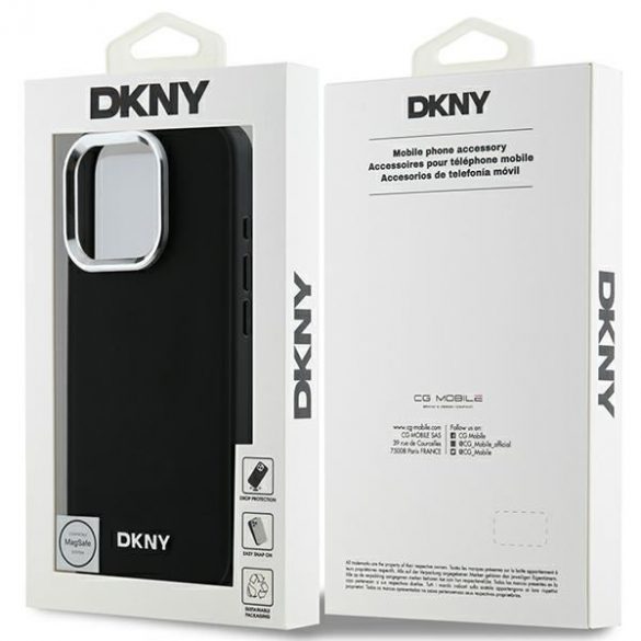 DKNY DKHMP16XPSCMCLK Plain Silver Logo MagSafe hard case pentru iPhone 16 Pro Max - negru