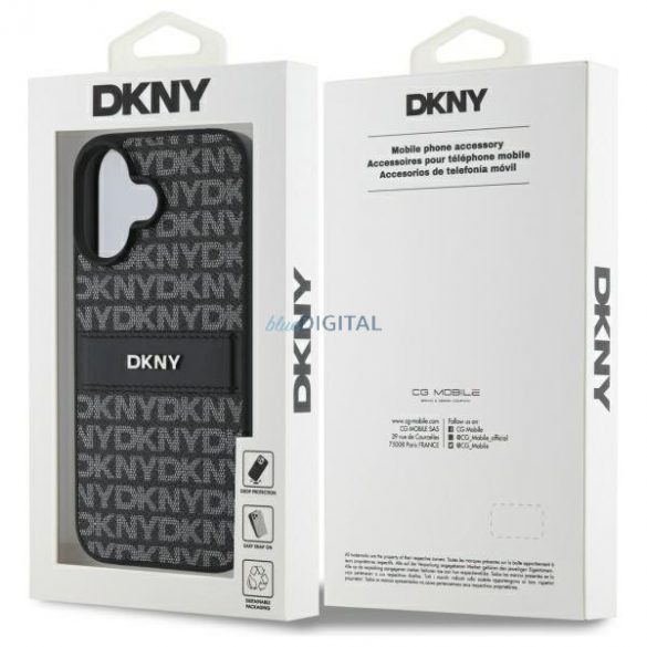 DKNY DKHCP16SPRTHSLK Model Textura Tonal Stripe hard case pentru iPhone 16 - negru