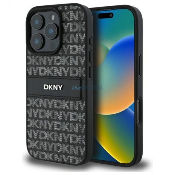 DKNY DKHCP16LPRTHSLK Carcasă tare cu dungi tonale cu model texturat pentru iPhone 16 Pro - negru