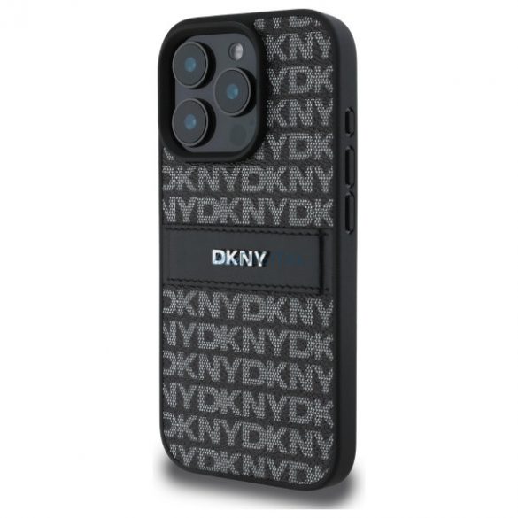 DKNY DKHCP16LPRTHSLK Carcasă tare cu dungi tonale cu model texturat pentru iPhone 16 Pro - negru