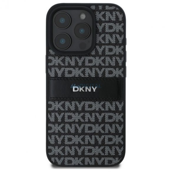 DKNY DKHCP16LPRTHSLK Carcasă tare cu dungi tonale cu model texturat pentru iPhone 16 Pro - negru