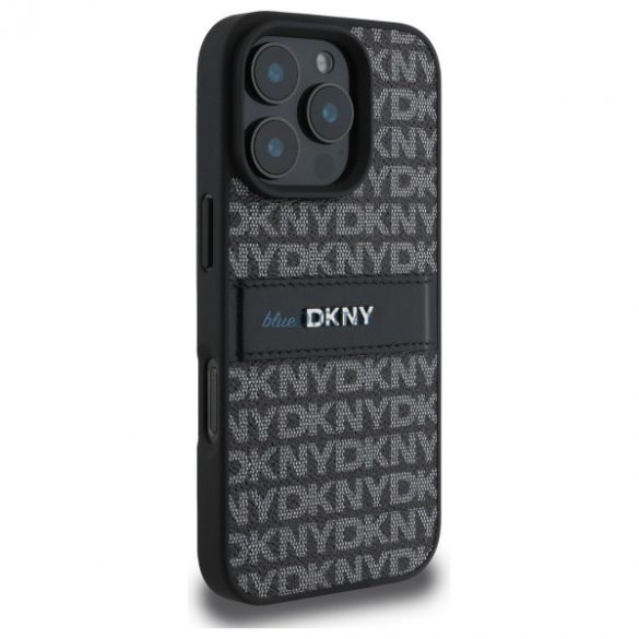 DKNY DKHCP16LPRTHSLK Carcasă tare cu dungi tonale cu model texturat pentru iPhone 16 Pro - negru