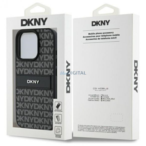 DKNY DKHCP16LPRTHSLK Carcasă tare cu dungi tonale cu model texturat pentru iPhone 16 Pro - negru