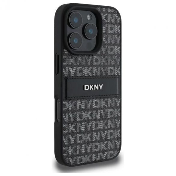 DKNY DKHCP16XPRTHSLK Carcasă tare cu dungi tonale și model texturat pentru iPhone 16 Pro Max - negru