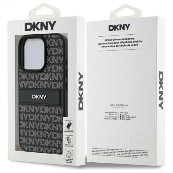 DKNY DKHCP16XPRTHSLK Carcasă tare cu dungi tonale și model texturat pentru iPhone 16 Pro Max - negru