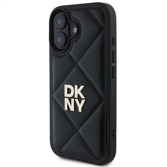 DKNY DKHCP16SPQDSLK Carcasă matlasată cu logo Stack pentru iPhone 16 - negru