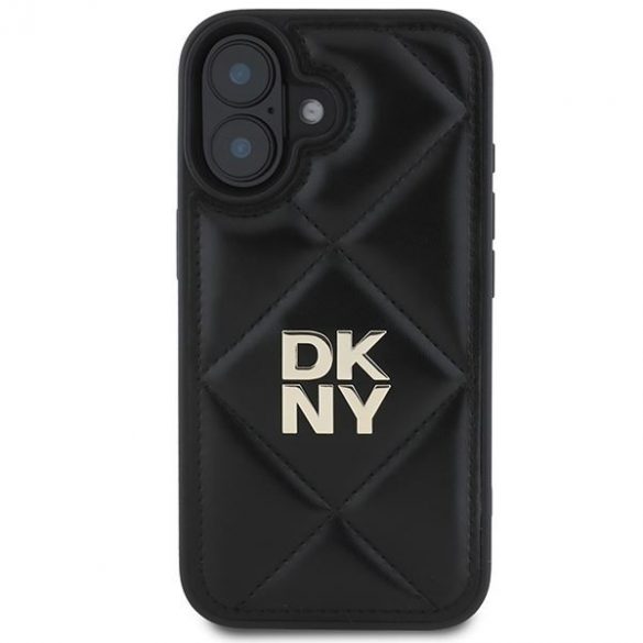 DKNY DKHCP16SPQDSLK Carcasă matlasată cu logo Stack pentru iPhone 16 - negru