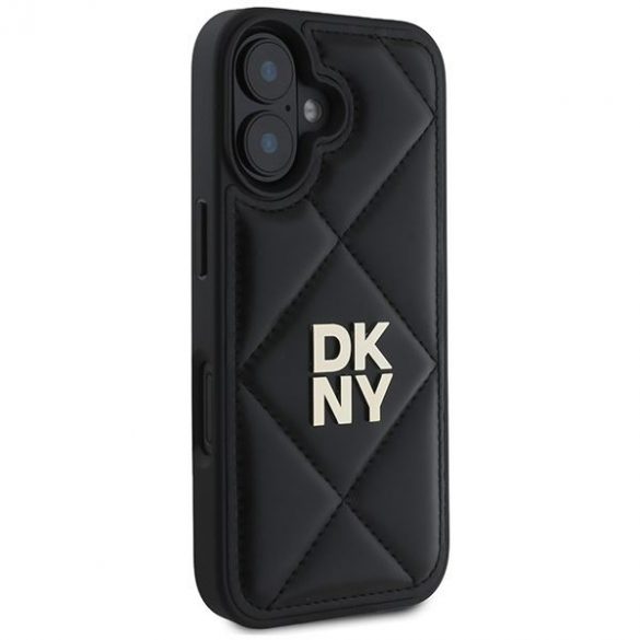 DKNY DKHCP16SPQDSLK Carcasă matlasată cu logo Stack pentru iPhone 16 - negru