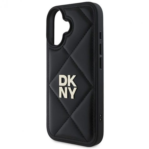 DKNY DKHCP16SPQDSLK Carcasă matlasată cu logo Stack pentru iPhone 16 - negru