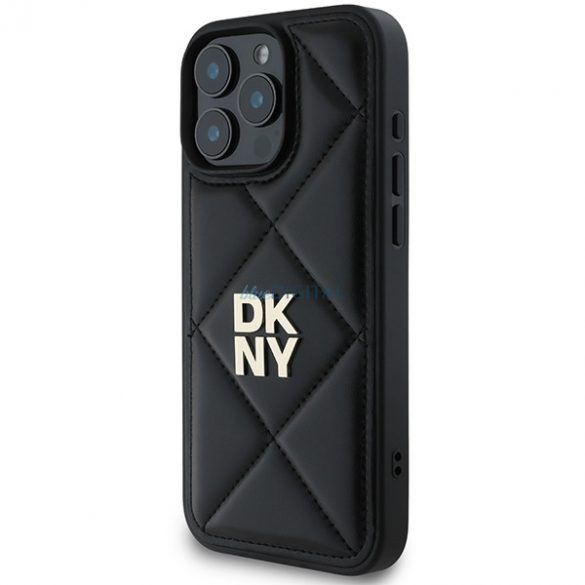 DKNY DKHCP16LPQDSLK Carcasă matlasată cu logo iPhone 16 Pro - Negru