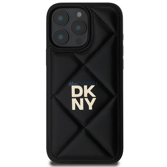 DKNY DKHCP16LPQDSLK Carcasă matlasată cu logo iPhone 16 Pro - Negru