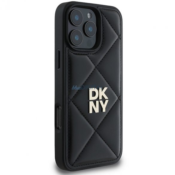 DKNY DKHCP16LPQDSLK Carcasă matlasată cu logo iPhone 16 Pro - Negru