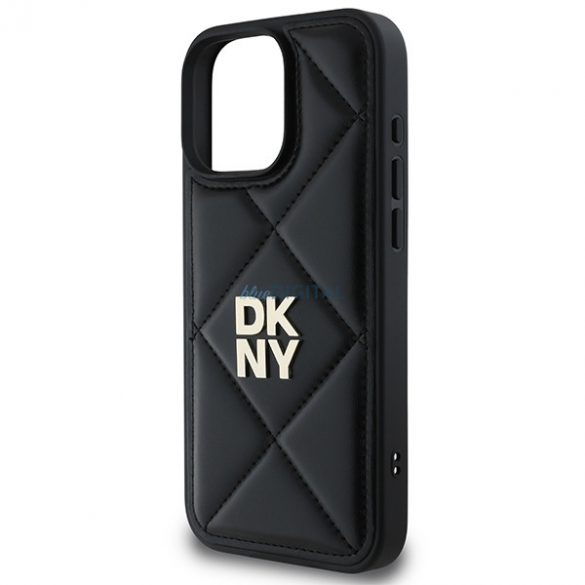 DKNY DKHCP16LPQDSLK Carcasă matlasată cu logo iPhone 16 Pro - Negru