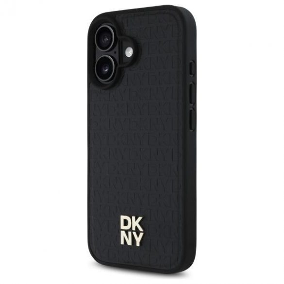 DKNY DKHMP16SPSHRPSK Repeat Pattern Stack Logo Carcasă tare compatibilă MagSafe pentru iPhone 16 - negru