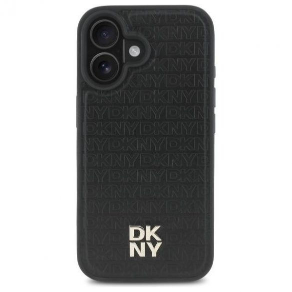 DKNY DKHMP16SPSHRPSK Repeat Pattern Stack Logo Carcasă tare compatibilă MagSafe pentru iPhone 16 - negru