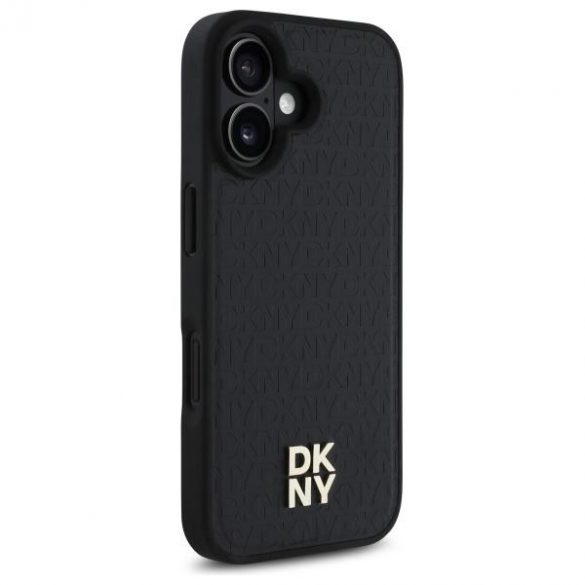 DKNY DKHMP16SPSHRPSK Repeat Pattern Stack Logo Carcasă tare compatibilă MagSafe pentru iPhone 16 - negru