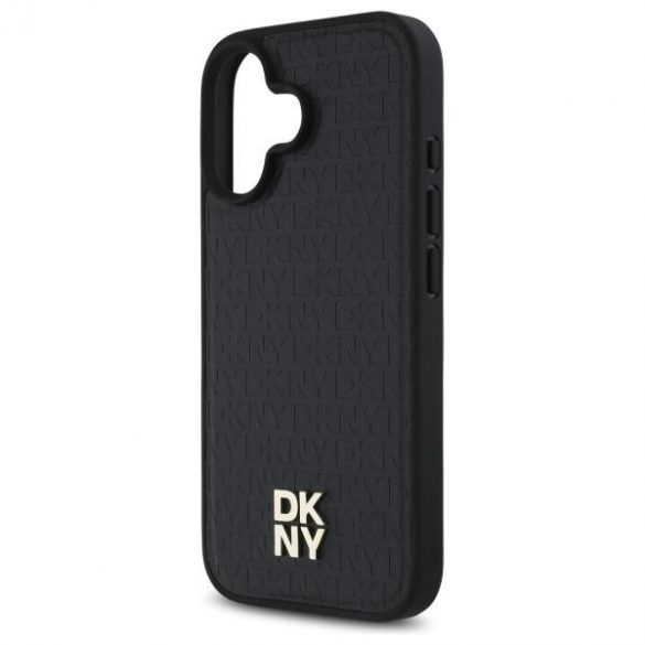 DKNY DKHMP16SPSHRPSK Repeat Pattern Stack Logo Carcasă tare compatibilă MagSafe pentru iPhone 16 - negru