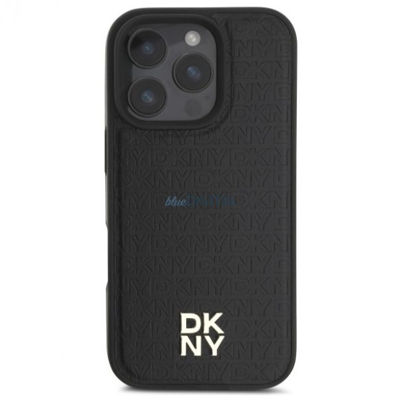 DKNY DKHMP16LPSHRPSK Repeat Pattern Stack Logo Carcasă tare compatibilă MagSafe pentru iPhone 16 Pro - negru