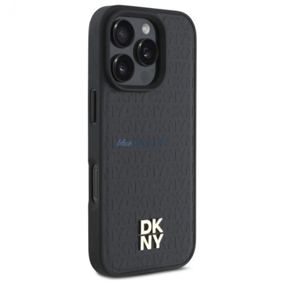 DKNY DKHMP16LPSHRPSK Repeat Pattern Stack Logo Carcasă tare compatibilă MagSafe pentru iPhone 16 Pro - negru