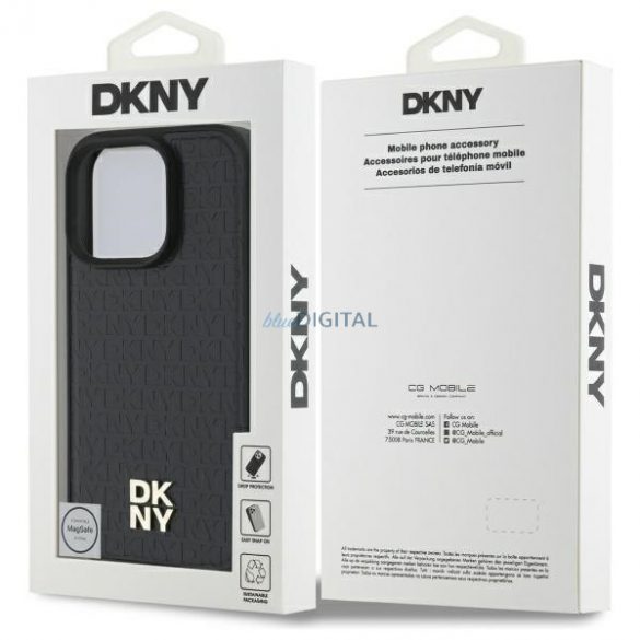 DKNY DKHMP16LPSHRPSK Repeat Pattern Stack Logo Carcasă tare compatibilă MagSafe pentru iPhone 16 Pro - negru