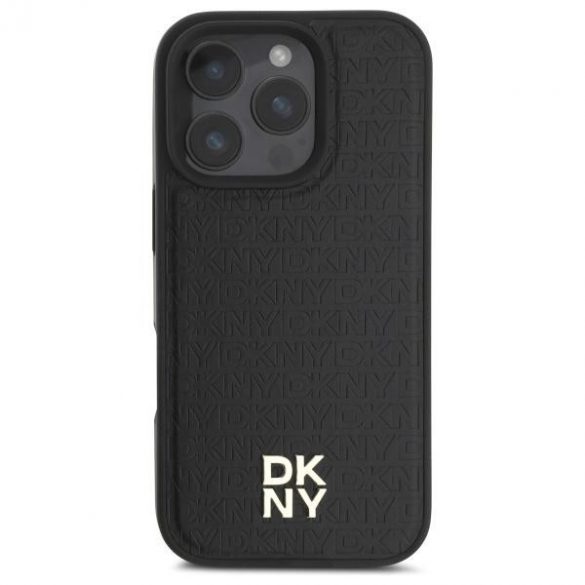 DKNY DKHMP16XPSHRPSK Repeat Pattern Stack Logo Carcasă tare compatibilă MagSafe pentru iPhone 16 Pro Max - negru