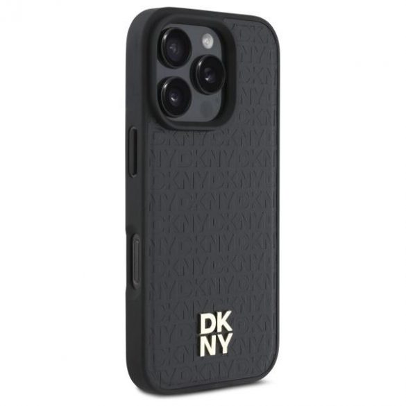 DKNY DKHMP16XPSHRPSK Repeat Pattern Stack Logo Carcasă tare compatibilă MagSafe pentru iPhone 16 Pro Max - negru