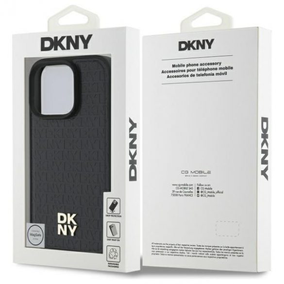 DKNY DKHMP16XPSHRPSK Repeat Pattern Stack Logo Carcasă tare compatibilă MagSafe pentru iPhone 16 Pro Max - negru