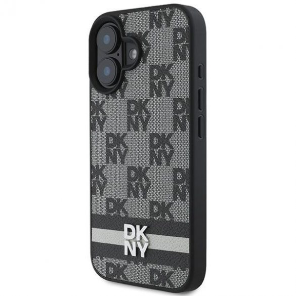 DKNY DKHCP16SPCPTSSK Model în carouri și dungi imprimate husă pentru iPhone 16 - negru