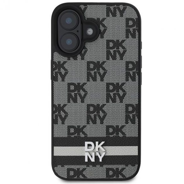 DKNY DKHCP16SPCPTSSK Model în carouri și dungi imprimate husă pentru iPhone 16 - negru