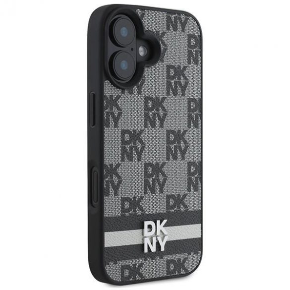 DKNY DKHCP16SPCPTSSK Model în carouri și dungi imprimate husă pentru iPhone 16 - negru