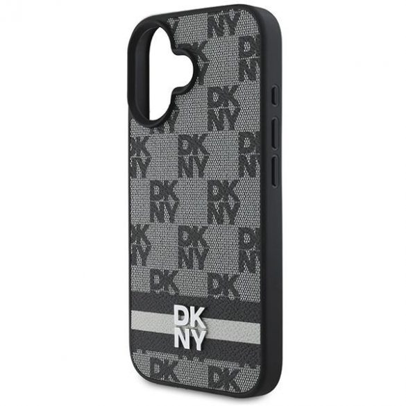 DKNY DKHCP16SPCPTSSK Model în carouri și dungi imprimate husă pentru iPhone 16 - negru