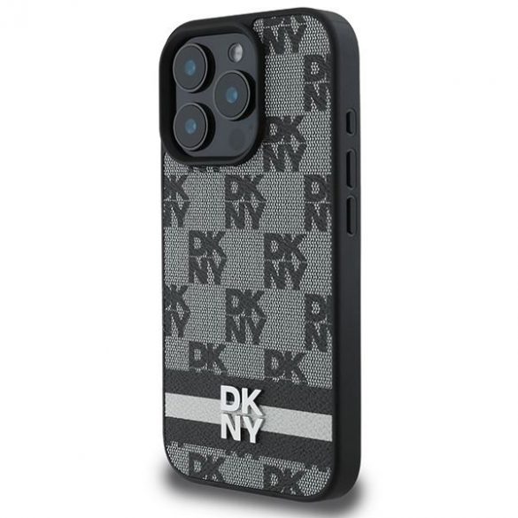 DKNY DKHCP16LPCPTSSK Model în carouri și dungi imprimate husă pentru iPhone 16 Pro - negru