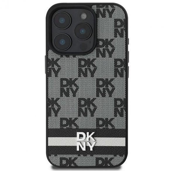 DKNY DKHCP16LPCPTSSK Model în carouri și dungi imprimate husă pentru iPhone 16 Pro - negru