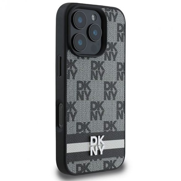 DKNY DKHCP16LPCPTSSK Model în carouri și dungi imprimate husă pentru iPhone 16 Pro - negru