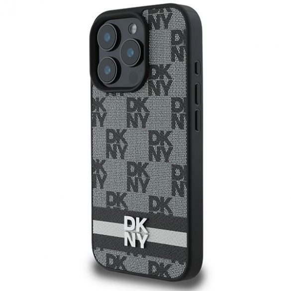 DKNY DKHCP16XPCPTSSK Model în carouri și dungi imprimate husă pentru iPhone 16 Pro Max - negru