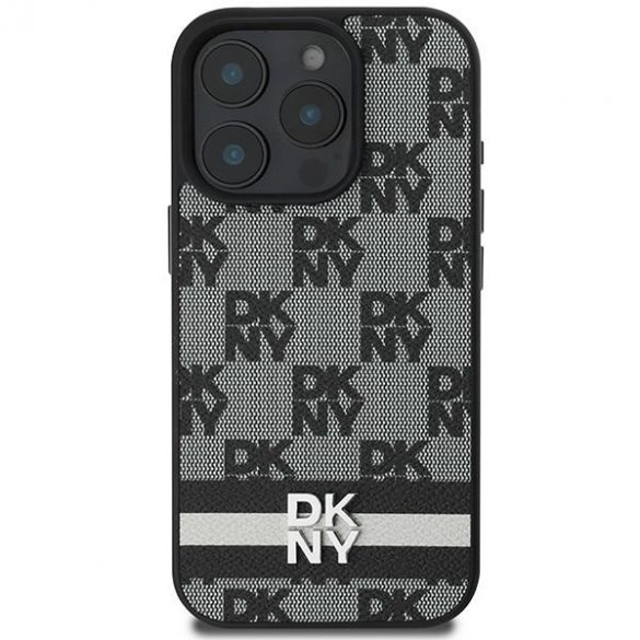 DKNY DKHCP16XPCPTSSK Model în carouri și dungi imprimate husă pentru iPhone 16 Pro Max - negru